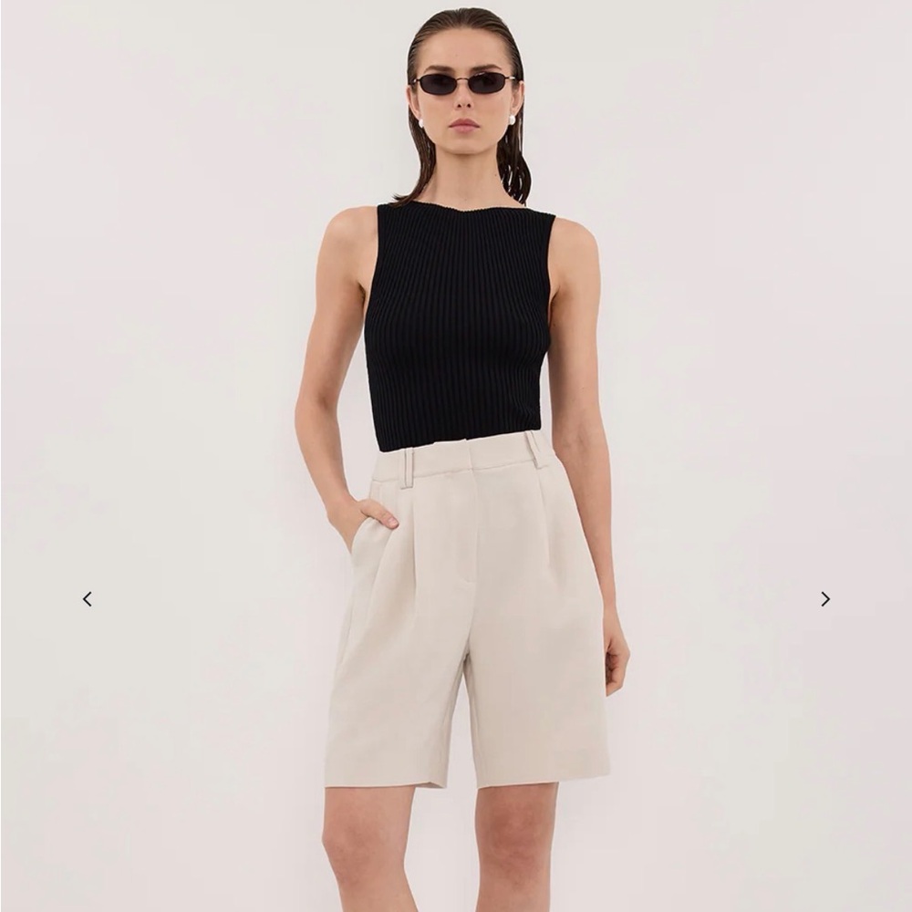 DISSH Old Money Sierra Knit Preppy Minimalist Ribbed Sleeveless Top Navy M